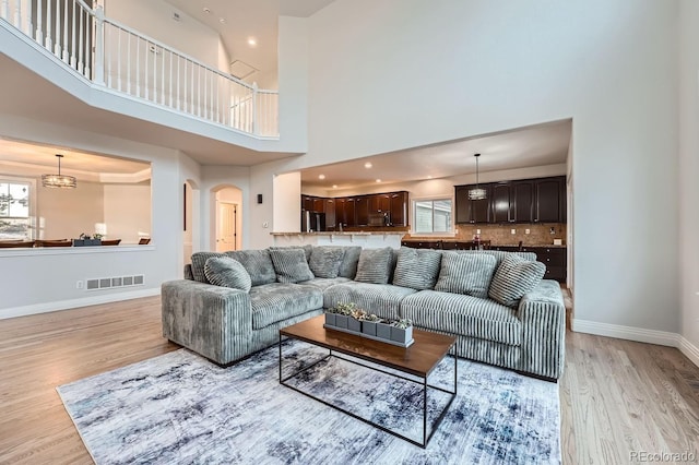 living room featuring light hardwood / wood-style flooring