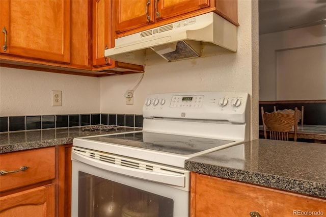 kitchen with white range