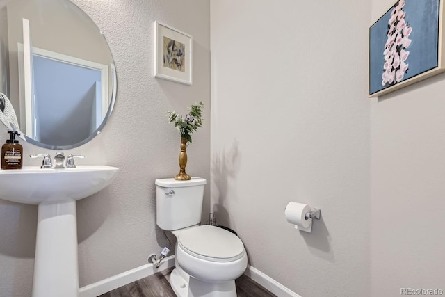 bathroom featuring hardwood / wood-style flooring and toilet