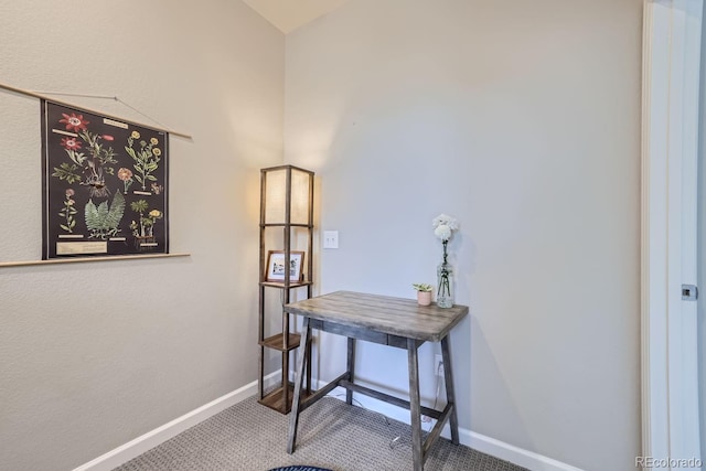 view of carpeted home office