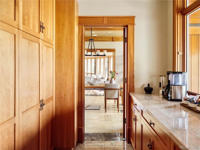 6455 Dakota Ridge Dr, Golden, CO 80403 - hallway featuring dark marble finish floors