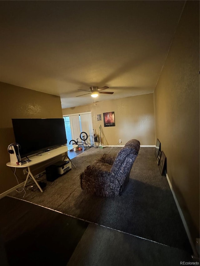 living room with ceiling fan