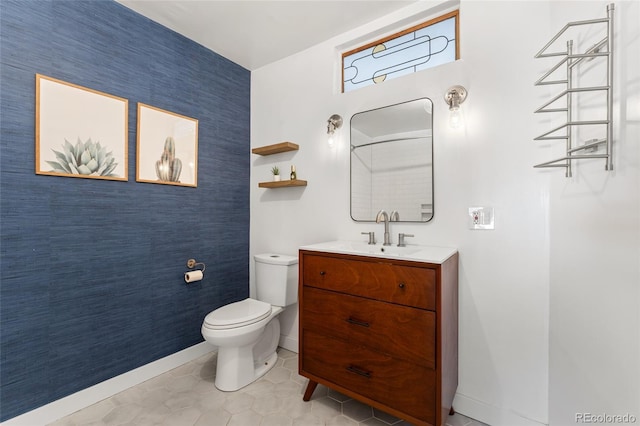 1579 Fairfax St, Denver, CO 80220 - bathroom featuring vanity, tile patterned flooring, and wallpapered walls
