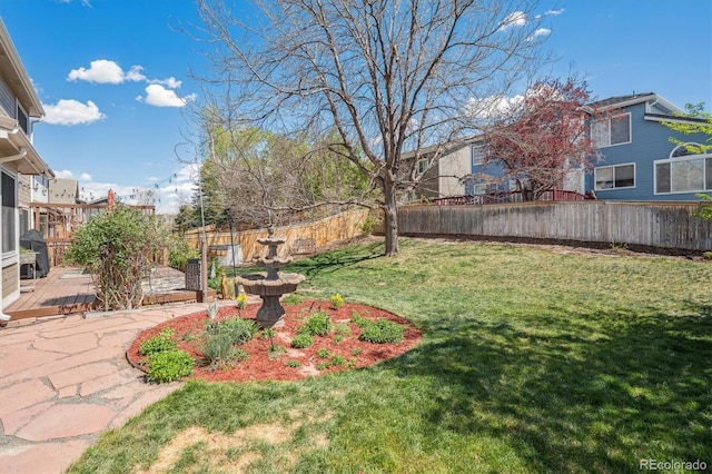 view of yard featuring a fenced backyard