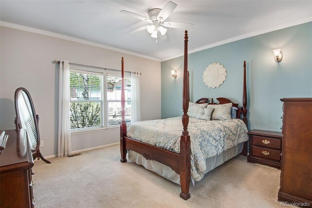15501 E 112th Ave Unit 33D, Commerce City, CO 80022 - bedroom with crown molding, carpet floors, baseboards, and a ceiling fan
