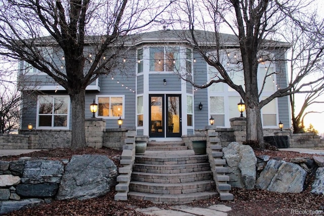 view of front of home featuring stone siding