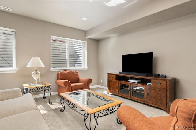 6690 S Fenton St, Littleton, CO 80123 - carpeted living room featuring recessed lighting, baseboards, and visible vents