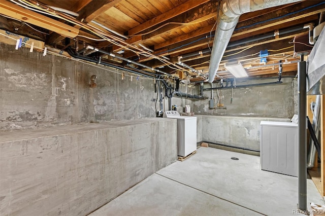 basement featuring washing machine and clothes dryer