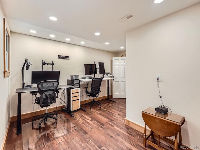 845 Urban St, Lakewood, CO 80401 - office area featuring recessed lighting, baseboards, and wood finished floors