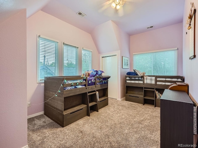 845 Urban St, Lakewood, CO 80401 - office with healthy amount of natural light, carpet, vaulted ceiling, baseboards, and ceiling fan