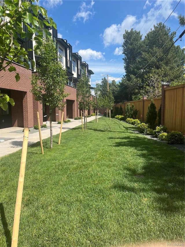 view of yard with fence