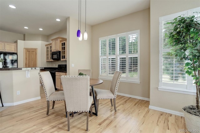 dining space featuring light hardwood / wood-style floors