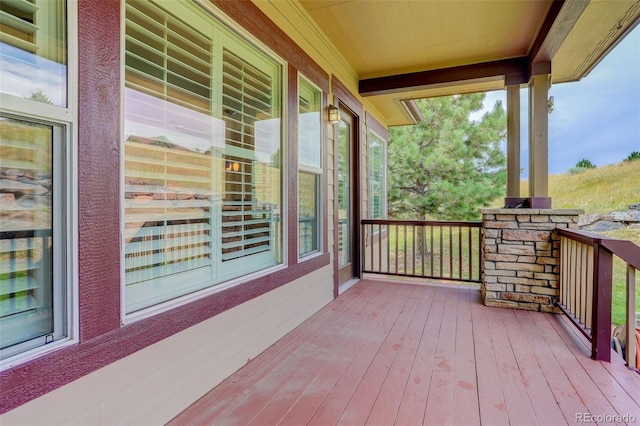 deck featuring a porch