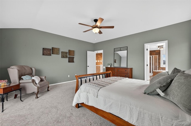 14620 Prairie Sky Ln, Broomfield, CO 80023 - bedroom featuring carpet floors, vaulted ceiling, and a ceiling fan