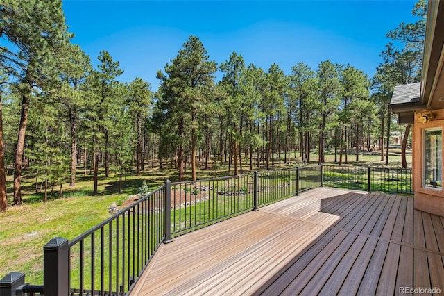 19770 Roaming Dr, Colorado Springs, CO 80908 - wooden terrace featuring a yard