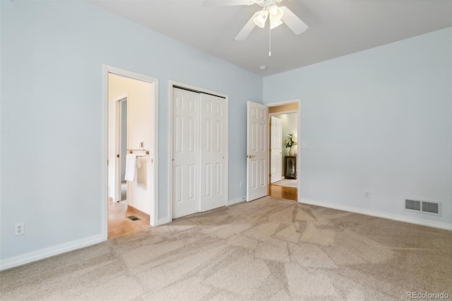 19770 Roaming Dr, Colorado Springs, CO 80908 - unfurnished bedroom with carpet flooring, a closet, and ceiling fan