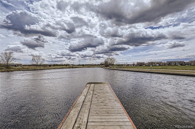 view of dock featuring a water view