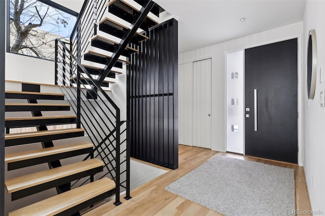 foyer featuring light wood-type flooring