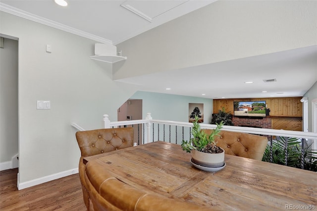9356 W Geddes Pl, Littleton, CO 80128 - dining room with wood finished floors, recessed lighting, and crown molding