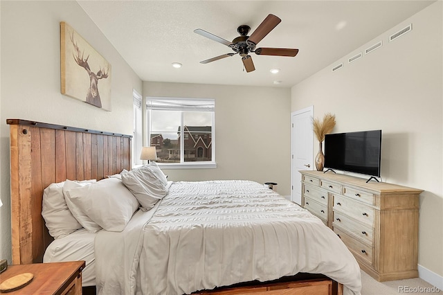 18059 French Creek Ave, Parker, CO 80134 - bedroom featuring a ceiling fan, visible vents, and recessed lighting