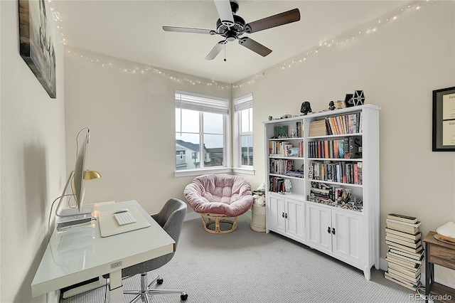18059 French Creek Ave, Parker, CO 80134 - carpeted home office featuring ceiling fan