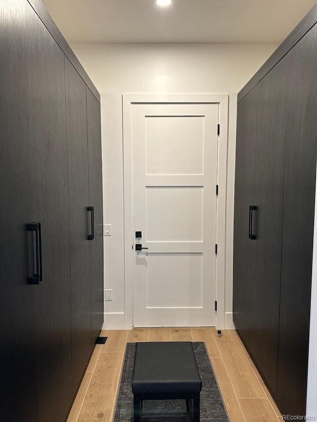 doorway to outside featuring light wood-type flooring