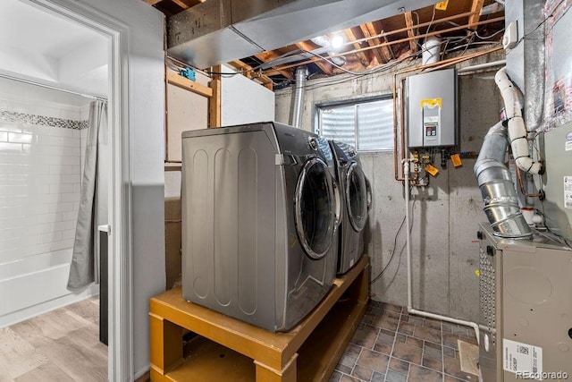 20908 E Dorado Cir, Centennial, CO 80015 - washroom featuring independent washer and dryer, water heater, and heating unit