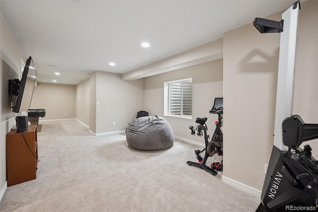 19760 W 59th Dr, Golden, CO 80403 - exercise room featuring carpet flooring and recessed lighting