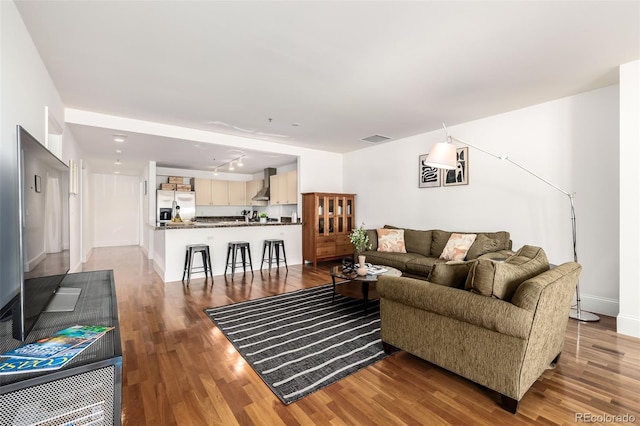 living room featuring light hardwood / wood-style floors