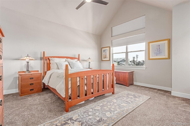 5834 Beeler Ct, Denver, CO 80238 - bedroom featuring carpet flooring, ceiling fan, and high vaulted ceiling