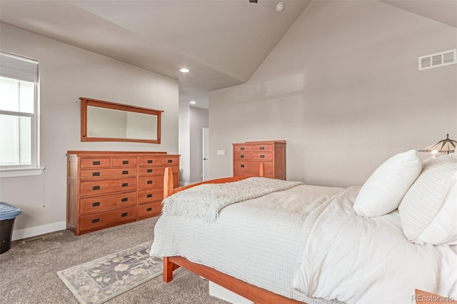 5834 Beeler Ct, Denver, CO 80238 - carpeted bedroom featuring recessed lighting and high vaulted ceiling