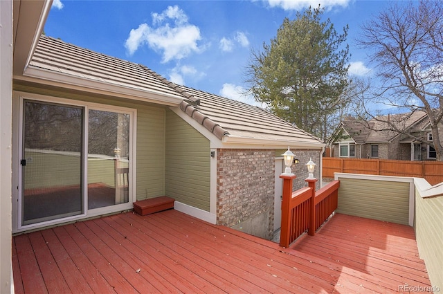 wooden deck featuring fence