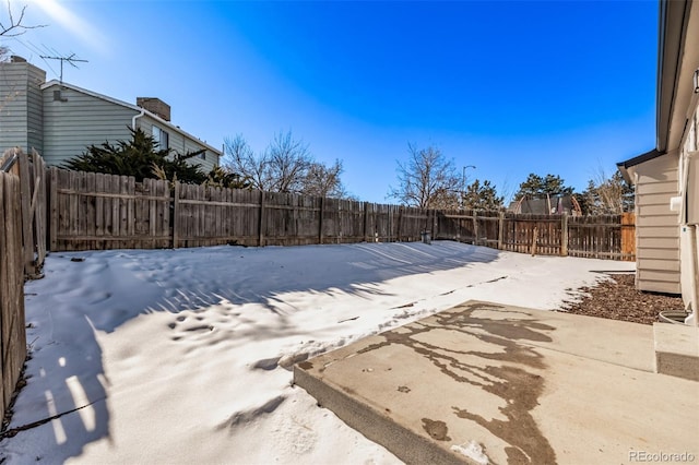 view of yard featuring a patio area and a fenced backyard