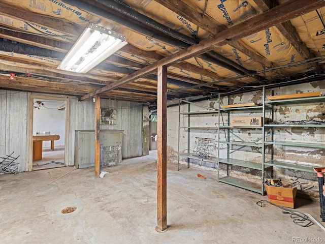 view of unfinished basement