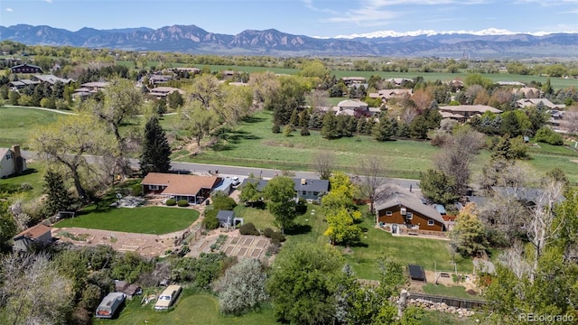 1322 Wicklow St, Boulder, CO 80303 - aerial overview of property's location featuring a mountainous background and nearby suburban area