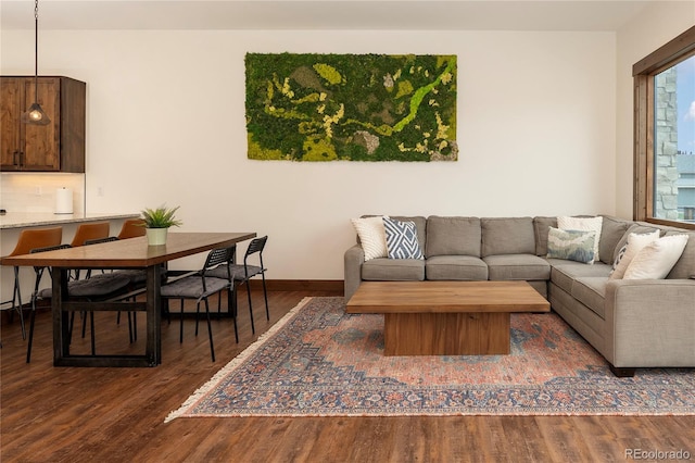 166 Hay Meadow Dr, Fraser, CO 80442 - living area featuring dark wood finished floors and baseboards