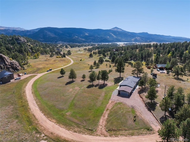 drone / aerial view with a mountain view