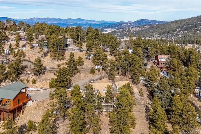 birds eye view of property with a mountain view