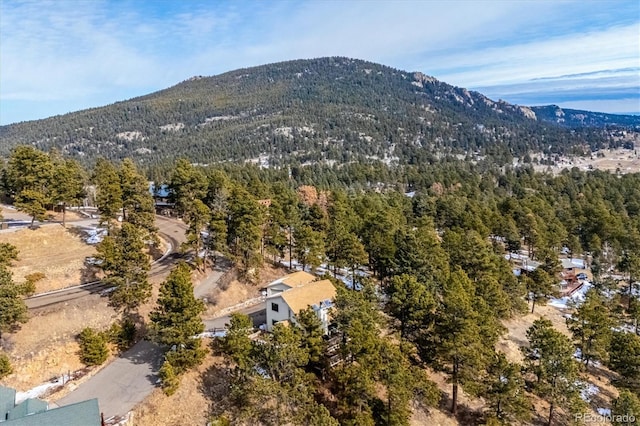 drone / aerial view featuring a mountain view