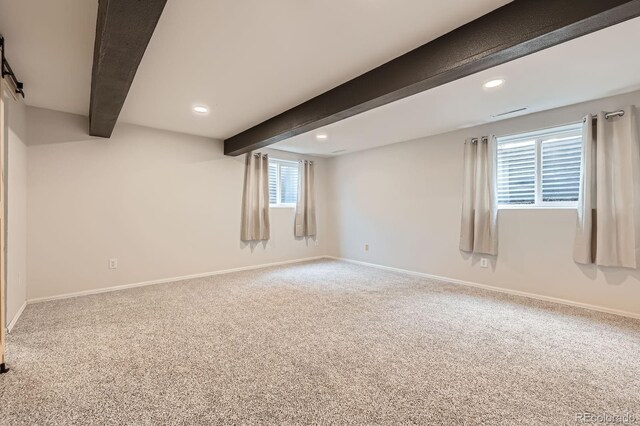 3455 Sun River Pl, Colorado Springs, CO 80920 - basement featuring carpet flooring, baseboards, and recessed lighting