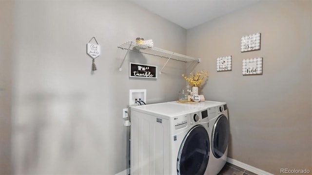 8308 Needle Drop Ct, Colorado Springs, CO 80908 - laundry room featuring washer and clothes dryer and tile patterned floors