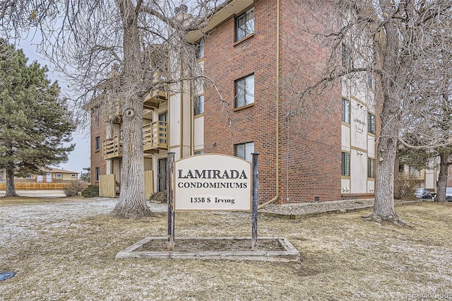 view of community sign