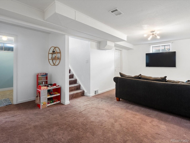 living room with carpet floors