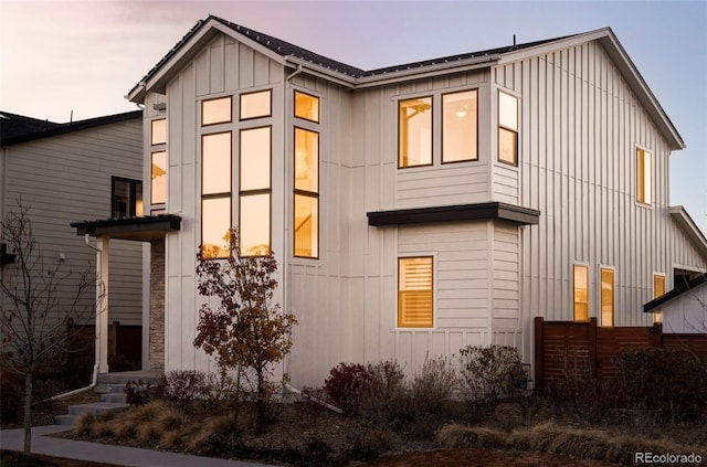 exterior space with board and batten siding