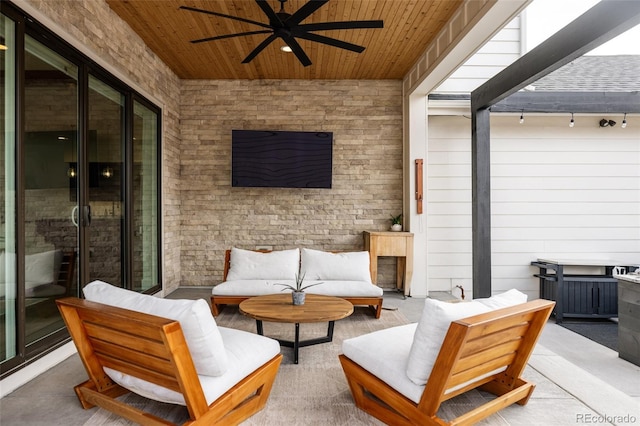 view of patio / terrace featuring outdoor lounge area and ceiling fan