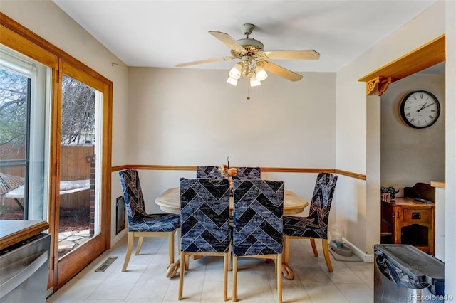 9040 Raleigh St, Westminster, CO 80031 - dining area with ceiling fan and light tile patterned flooring