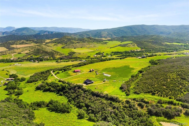 bird's eye view with a mountain view
