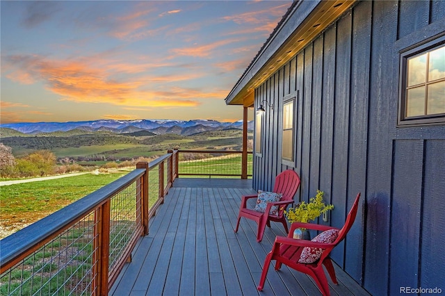 deck with a mountain view