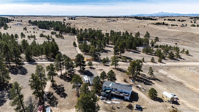 bird's eye view with a mountain view, a rural view, and view of desert