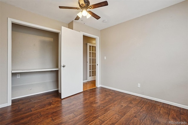 7667 W Brook Dr, Littleton, CO 80128 - unfurnished bedroom with hardwood / wood-style floors and a ceiling fan